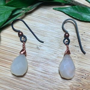 Briolette Faceted Pale yellow Calcedony Earrings